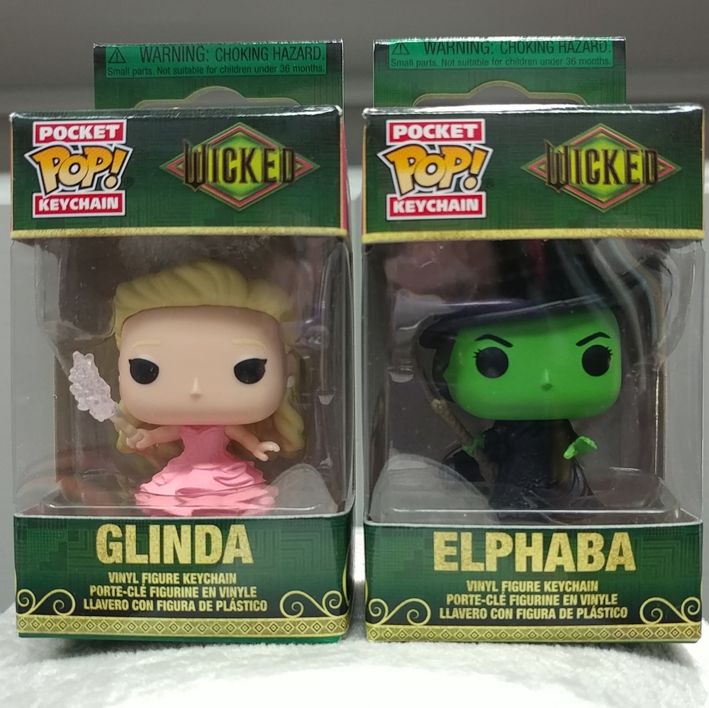 2 Set Wicked Keychain Glinda Keychain Elphaba Keychain Wicked Movie Pocket Pop! - Picture 12 of 13